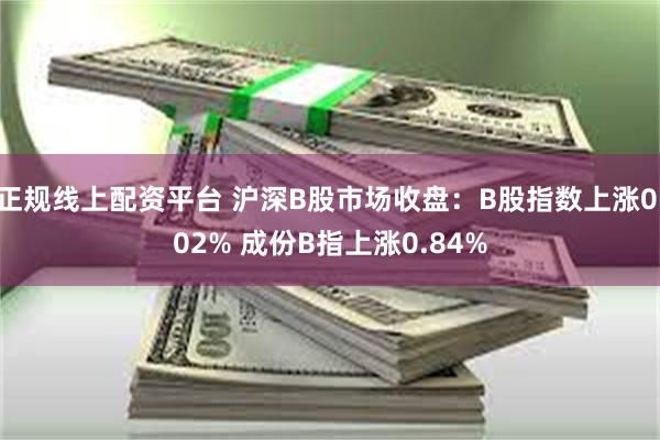 正规线上配资平台 沪深B股市场收盘：B股指数上涨0.02% 成份B指上涨0.84%